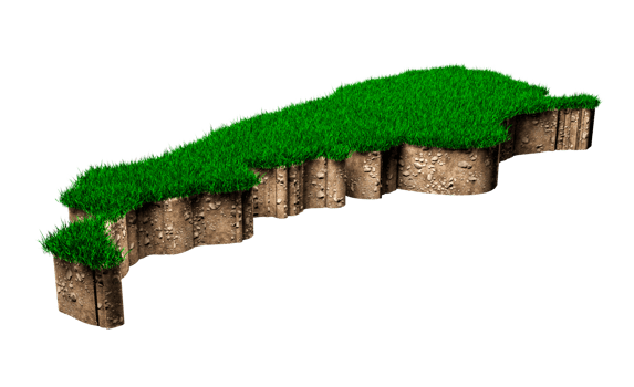Argentina map soil land geology cross section with green grass 3d illustration png