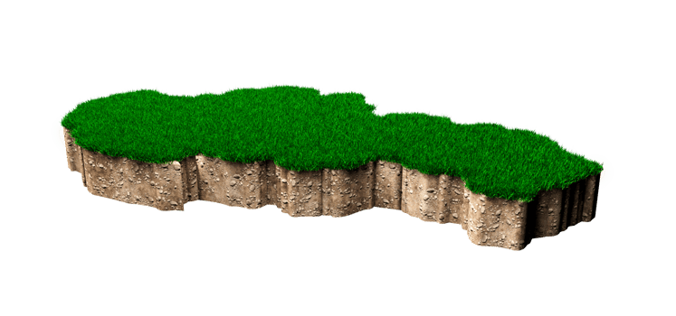 Slovakia Map soil land geology cross section with green grass and Rock ground texture 3d illustration png