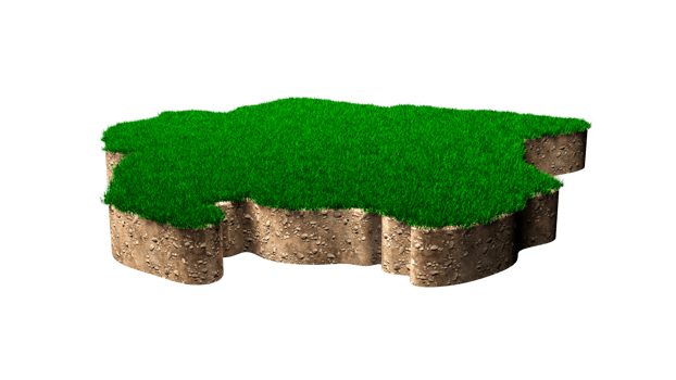 Suriname Map soil land geology cross section with green grass and Rock ground texture 3d illustration png