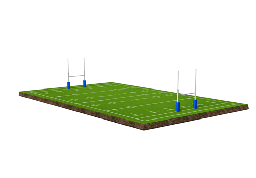 Rugby Ground cross section with green grass field 3d illustration png