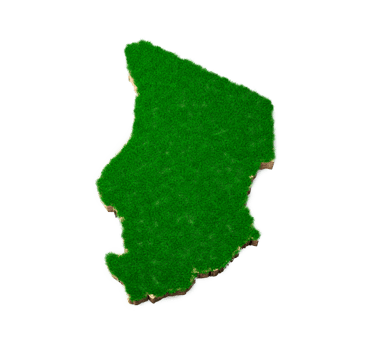 Chad Map soil land geology cross section with green grass and Rock ground texture 3d illustration png
