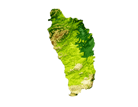 Dominica Map Shaded relief Color Height map 3d illustration png