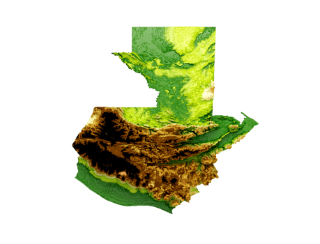 Guatemala Map Shaded relief Color Height map  3d illustration png