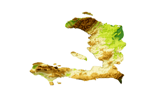 Haiti Map Shaded relief Color Height map 3d illustration png