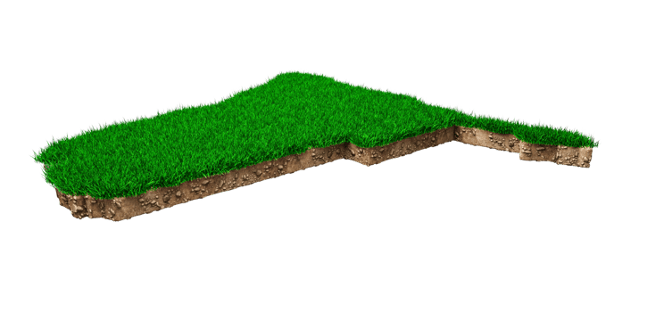 Namibia map soil land geology cross section with green grass and Rock ground texture 3d illustration png