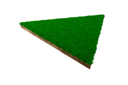 Triangle shape soil land geology cross section with green grass, earth mud cut away isolated 3D Illustration png