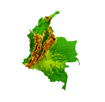 Colombia Map Shaded relief Color Height map 3d illustration png