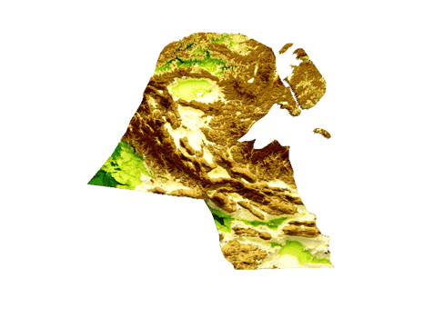 Kuwait Map Shaded relief Color Height map 3d illustration png