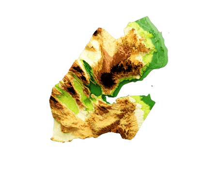 Djibouti Map Shaded relief Color Height map 3d illustration png