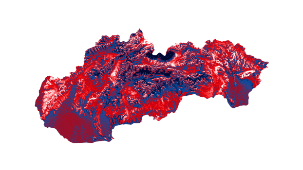 Slovakia map with the flag Colors Red and yellow Shaded relief map 3d illustration png