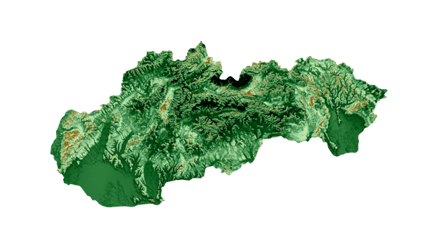 Slovakia Topographic Map 3d realistic map Color 3d illustration png