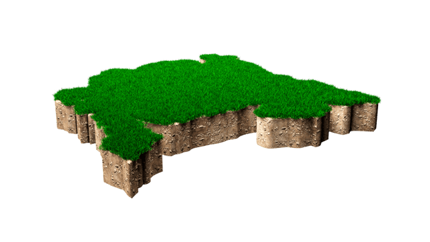Montenegro Map soil land geology cross section with green grass and Rock ground texture 3d illustration png