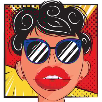Happy girl character pop art comic page Vector illustration
