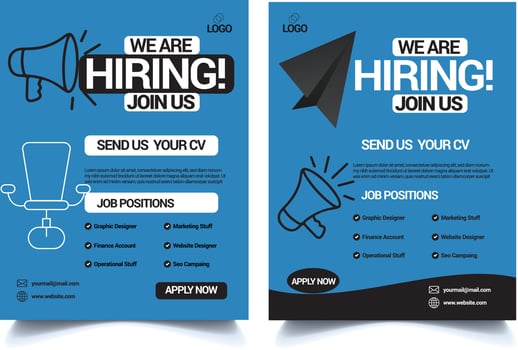 We are hiring flyer design.  Job vacancy flyer poster template design.eb vector