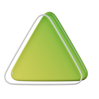 Triangle shape, yellow green gradient 3d rendering. png