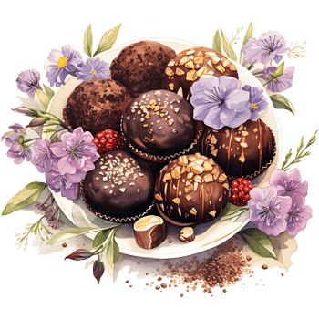 Velvety chocolate with spring flower on a transparent background AI Generative png