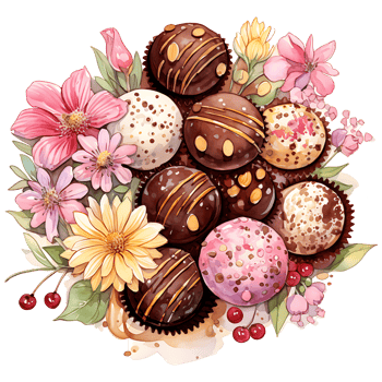 Velvety chocolate with spring flower on a transparent background AI Generative png