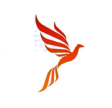 Phoenix, magic fire bird icon or abstract symbol vector