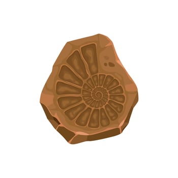 Ancient mollusc, aquatic animal fossil imprint vector