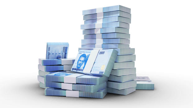 Stacks of 1000 Nigerian naira notes. money on transparent background. 3d rendering of bundles of cash png