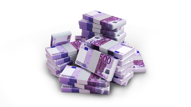 Stacks of 500 Euro notes. money on transparent background. 3d rendering of bundles of cash png