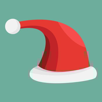 Christmas Santa Claus hat. New Year red hat Vector xmas decoration.