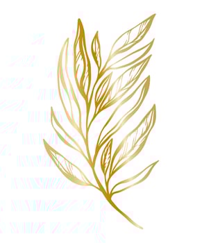 Botanical golden illustration of a leaves branch for wedding invitation and cards, logo design, web, social media and posters template. Elegant minimal style floral vector isolated