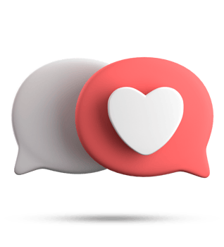 3d rendering of speech love bubble icons, 3D pastel chat love icon set. png