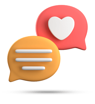 3d rendering of speech love bubble icons, 3D pastel chat love icon set. png