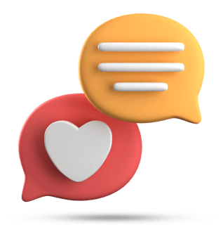 3d rendering of speech love bubble icons, 3D pastel chat love icon set. png