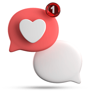 3d rendering of speech love bubble with notification icons, 3D pastel chat love icon set. png