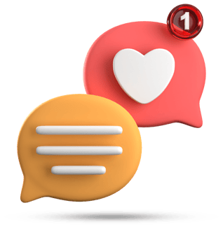 3d rendering of speech love bubble with notification icons, 3D pastel chat love icon set. png