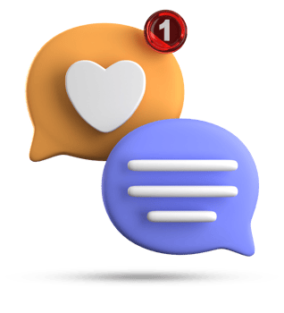 3d rendering of speech love bubble with notification icons, 3D pastel chat love icon set. png