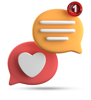 3d rendering of speech love bubble with notification icons, 3D pastel chat love icon set. png