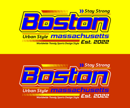 Boston Massachusetts city racing typeface, for print on t shirts etc. vector