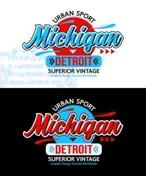 Michigan city circle urban vintage calligraphy typeface, for print on t shirts etc. vector