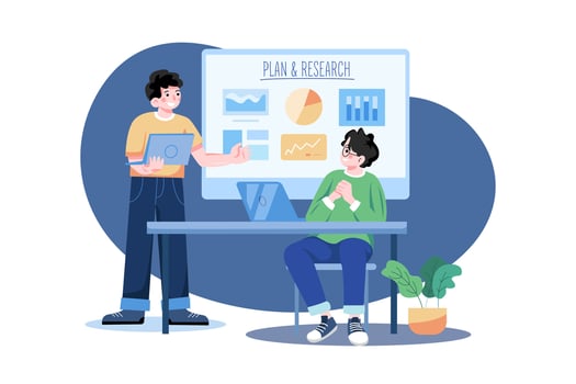 Business product planning and research vector