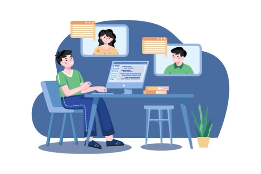 Business team doing virtual meeting vector