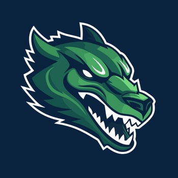green dragon head mascot logo design vector template. Vector illustration of dragon head mascot for sport team.