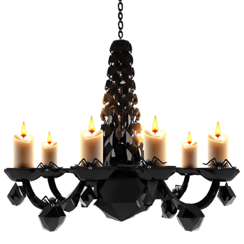 Halloween chandelier with spiders decorated AI generative png
