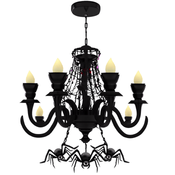 Halloween chandelier with spiders decorated AI generative png