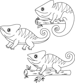 Cameleon line art vector for coloring book page