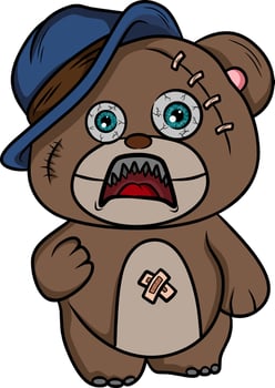 crazy teddy bear vector art