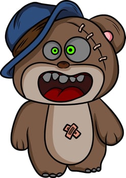 crazy teddy bear vector art