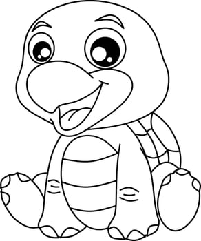 Turtle line art for coloring book page vector
