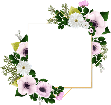 White Pink Rustic Floral Frame png