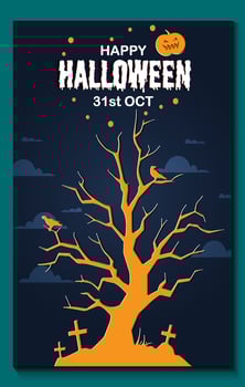 Happy Halloween party posters or brochure background in paper cut style. vector