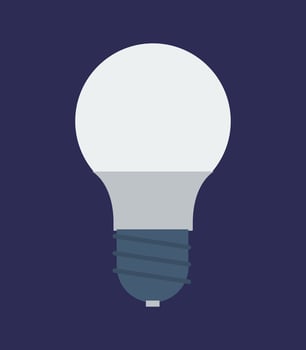 A flat light bulb icon for LED lighting lamps, displayed against a dark background for visual impact. vector