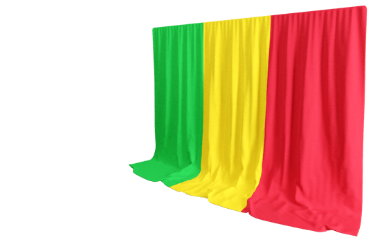Mali Flag Curtain in 3D Rendering Celebrating Mali's Vibrant Culture png