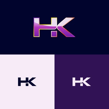 HK Initial Letter Logo with Gradient Style vector